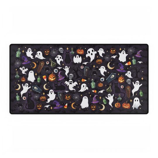 Spooky Halloween Desk Mat: Festive Pattern, Non-Slip Base