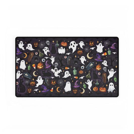 Spooky Halloween Desk Mat: Festive Pattern, Non-Slip Base