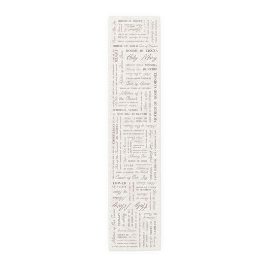 Marian Table Runner in Neutral (Cotton, Poly) | Catholic Home Decor