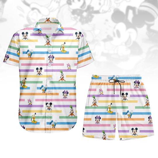 Mickey And Friends Hawaiian Shirt, Disneyland Trip Button Shirt, Beach Shorts, Pluto Goofy Donald Duck Vacation Shirt, WDW Family Tee