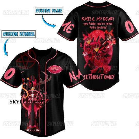 Personalized Alastor Hazbin Hotel Baseball Jersey, Hazbin Hotel Fan Gift
