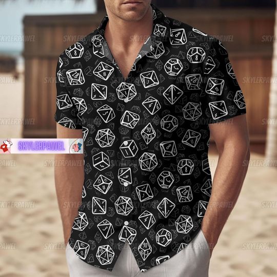DnD Hawaiian Shirt, Dice Hawaiian Shirt, Dungeon Master Gift, Roleplaying Game Shirt, Dungeons And Dragons Shirt