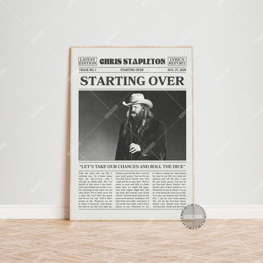 Chris Stapleton Newspaper Print, Starting Over Poster