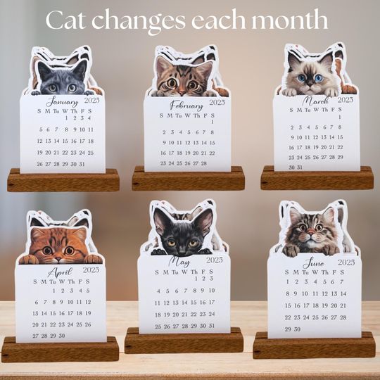 2026 Cat Lovers Mini Desk Calendar | Monthly Cat Calendar | Gift for Cat Enthusiasts
