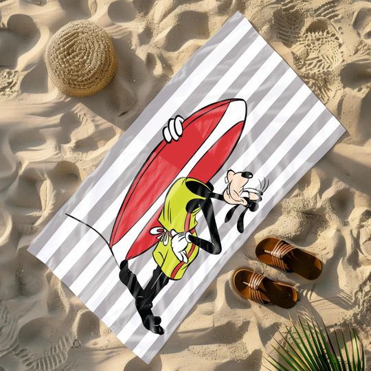 Goofy Surfboard Beach Towel,Striped Quick-Dry Summer Towel