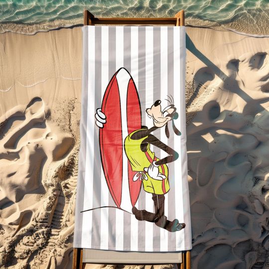 Goofy Surfboard Beach Towel,Striped Quick-Dry Summer Towel