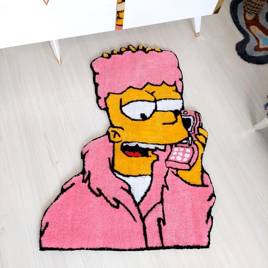 Bart Tufted Rug, Simpsons Movie Rug, Handmade Custom Area Rug, Gift for Her
