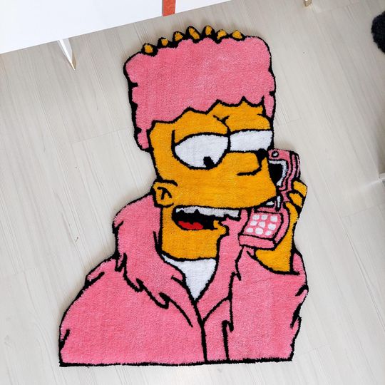 Bart Tufted Rug, Simpsons Movie Rug, Handmade Custom Area Rug, Gift for Her