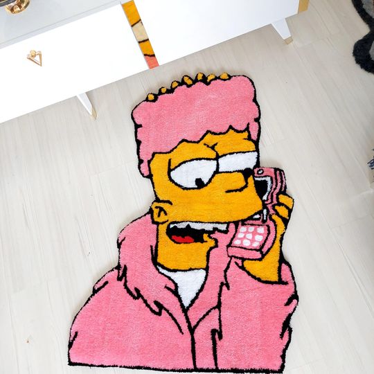 Bart Tufted Rug, Simpsons Movie Rug, Handmade Custom Area Rug, Gift for Her