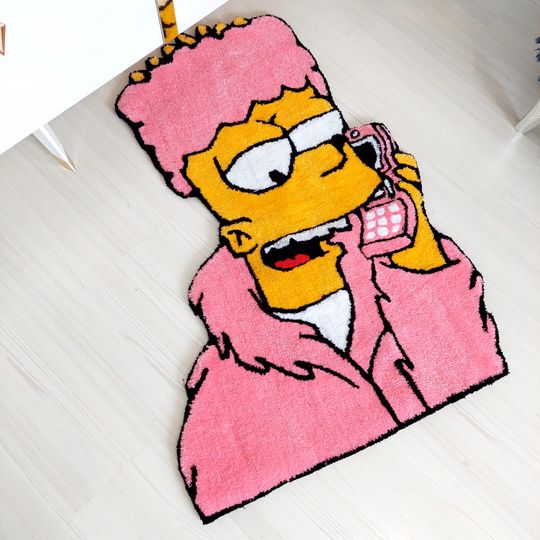 Bart Tufted Rug, Simpsons Movie Rug, Handmade Custom Area Rug, Gift for Her