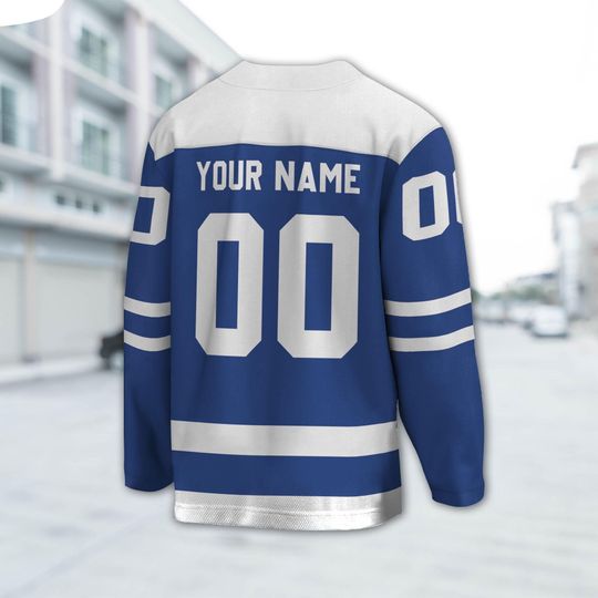 Customized name and logo vintage fog horns blue basic hockey jersey, fog horns hockey custom name Logo, Cartoon jersey gift