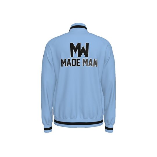 Baby blue Men's Raglan-Sleeve Stand Collar Jacket