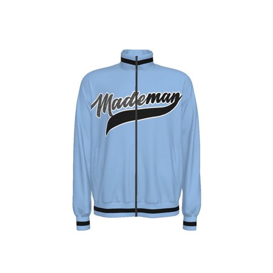 Baby blue Men's Raglan-Sleeve Stand Collar Jacket