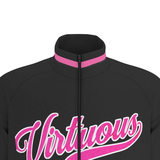 Virtous Black  Raglan-Sleeve Stand Collar Jacket