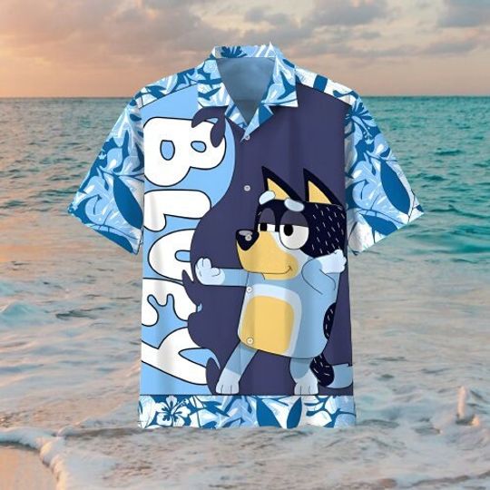 BlueyDad Hello Summer Hawaiian Shirts, Hawaiian Style, Hawaiian Shirt, BlueyDad Dad Family Hawaiians