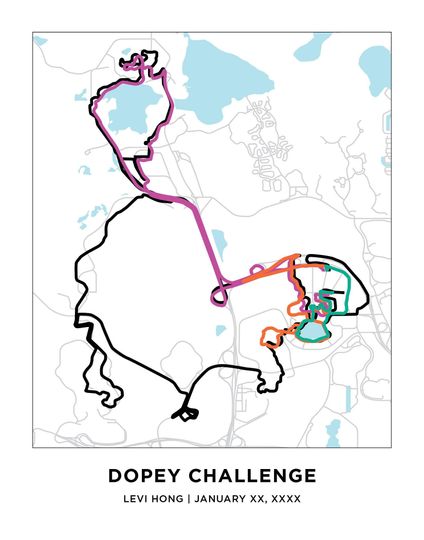 Dopey Course Map  | Disney 26.2 Marathoner | Running Map