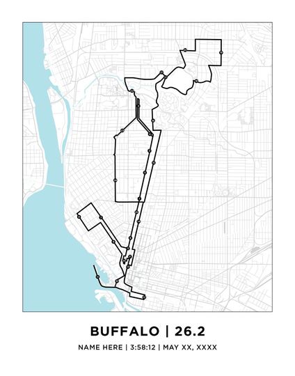 Buffalo 26.2 Marathoner Course Map | Personalized Buffalo Route Map | Gift for Runners | 26.2 Map