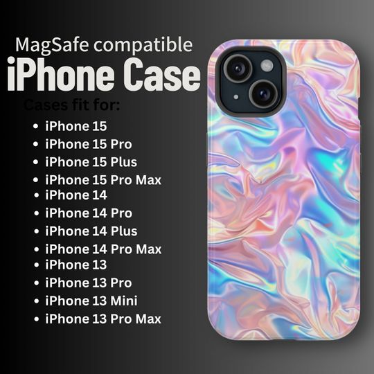iPhone MagSafe Compatible Iridescent Print Phone Case Trendy Cute
