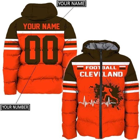 Cleveland City Men's American Football Personalized Puffer Jacket