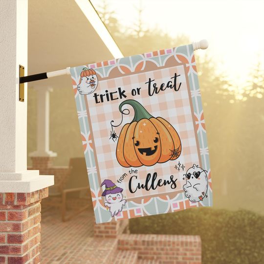 trick or treat   flag Halloween house flag autumn decoration aesthetic muted fall colors yard sign