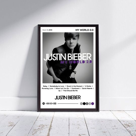 Justin Bieber, My World 2.0 , Album Poster, Digital Print, Pop Punk