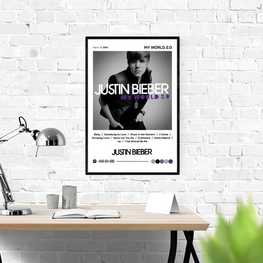 Justin Bieber, My World 2.0 , Album Poster, Digital Print, Pop Punk