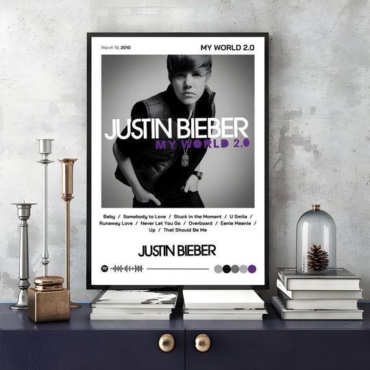 Justin Bieber, My World 2.0 , Album Poster, Digital Print, Pop Punk