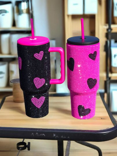 Rhinestone heart 40oz Tumbler