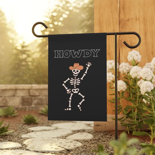 Halloween Decor Garden Flag with Howdy Dancing Skeleton Halloween