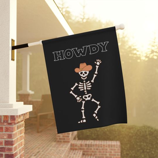 Halloween Decor Garden Flag with Howdy Dancing Skeleton Halloween