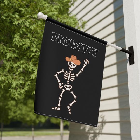 Halloween Decor Garden Flag with Howdy Dancing Skeleton Halloween