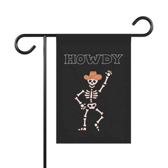Halloween Decor Garden Flag with Howdy Dancing Skeleton Halloween