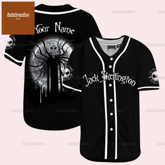 Halloween Jack Skellington Baseball Jersey, Nightmare Before Christmas Baseball Jersey, Pumpkin King Baseball Jersey