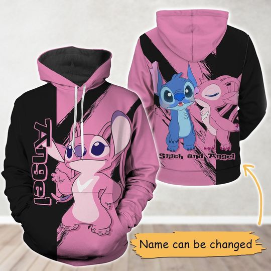 Custom Stitch And Angel Couple Hoodie, Lilo And Stitch Hoodie, Disney Movie Couple Shirt, Matching Couple Outfit, Valentines Day Gift