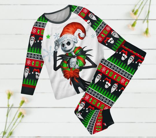 Christmas Jack Skellington Santa Pajamas Set, Disney Movie Matching Family Pajamas, Nightmare Before Christmas Pajamas, Midnight Shirt
