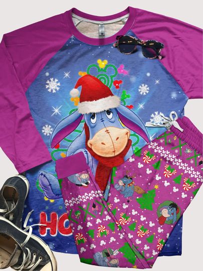 Christmas Eeyore Family Pajamas Set, Donkey Christmas Pajamas, Disney Movie Pajamas