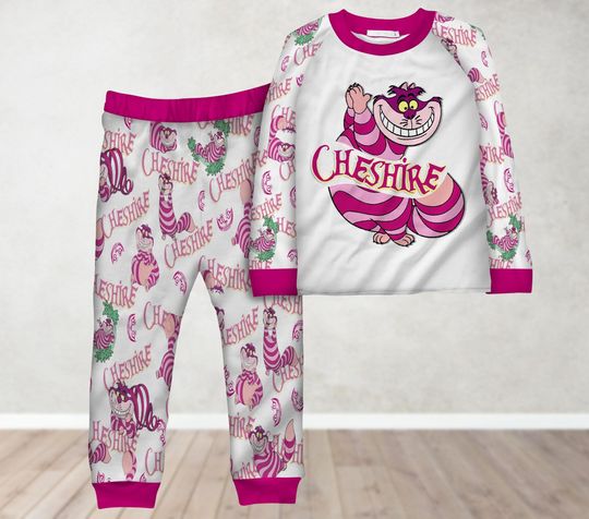 Disney Cheshire Cat Family Pajamas, Alice In Wonderland Christmas Pajamas, Disneyworld Pajamas Set