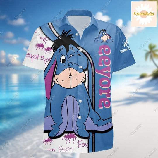 Eeyore Hawaiian Shirt, Disney Donkey Shirt, Winnie The Pooh Hawaii Shirt
