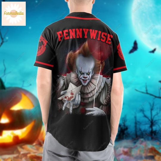 Halloween Pennywise Jersey Shirt, Personalized Baseball Jersey