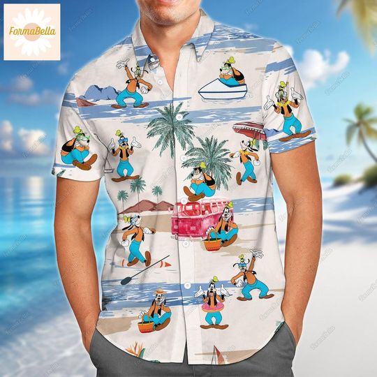 Halloween Goofy Hawaiian Shirt, Goofy Dog Shorts Men, Disney Goofy Button Shirt, Goofy Summer Shirt, Goofy Beach Shorts, Vacation Tee