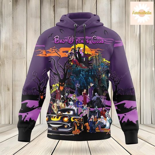 Halloween Bad Witches Club Hoodie, Disney Bad Queen Hoodie, Evil Queen Maleficent Ursula Hoodie