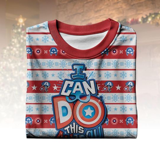 Captain America Ugly Christmas Sweater, Marvel Xmas Sweater, Superhero Ugly Sweater, Comic Book Sweater, Christmas Gift