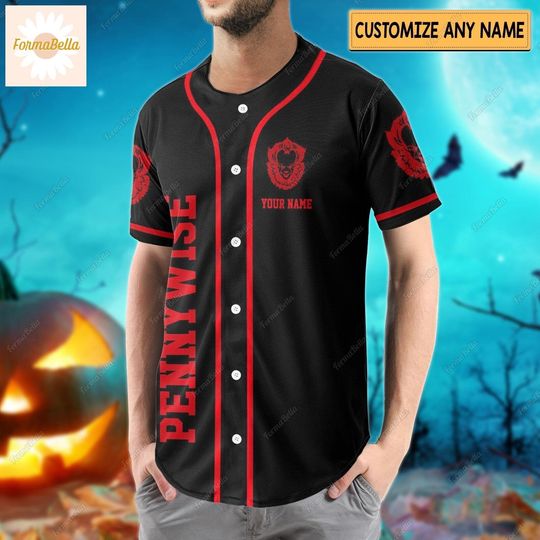 Halloween Pennywise Jersey Shirt, Personalized Baseball Jersey