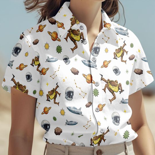 Space Sci Fi Hawaii Shirt, Project Hail Mary Rocky Button Shirt, Retro Bookish Summer Men Shirt, Andy Weir Gift, Booklist Lover Shirt