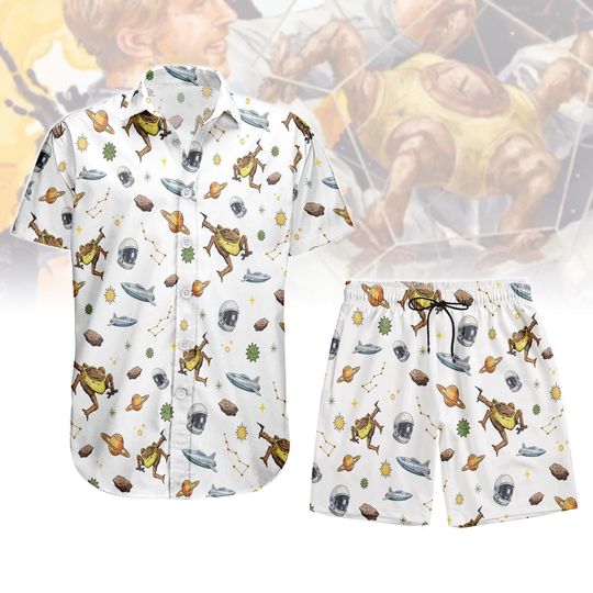 Space Sci Fi Hawaii Shirt, Project Hail Mary Rocky Button Shirt, Retro Bookish Summer Men Shirt, Andy Weir Gift, Booklist Lover Shirt