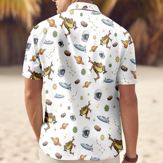 Space Sci Fi Hawaii Shirt, Project Hail Mary Rocky Button Shirt, Retro Bookish Summer Men Shirt, Andy Weir Gift, Booklist Lover Shirt