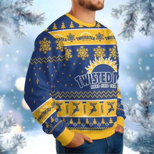Twisted Tea Ugly Sweater, Hard Iced Tea Christmas Sweater, Tea Lover Holiday Sweater, Sweaters For Men, Gift For Him, Xmas Sweater