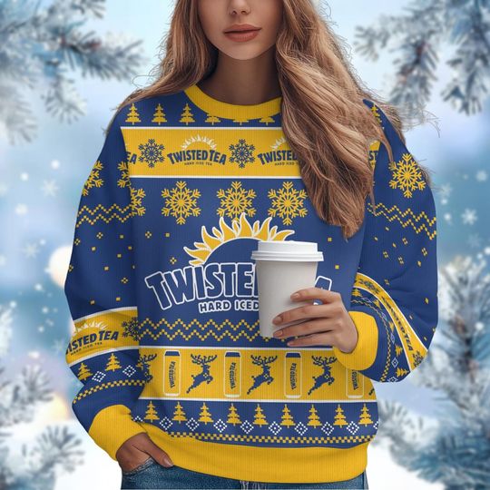 Twisted Tea Ugly Sweater, Hard Iced Tea Christmas Sweater, Tea Lover Holiday Sweater, Sweaters For Men, Gift For Him, Xmas Sweater