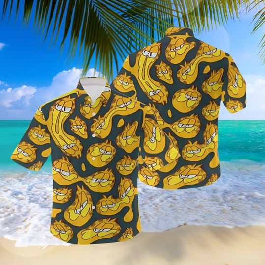 Garfield Character Vacation Hawaiian Print Shirt