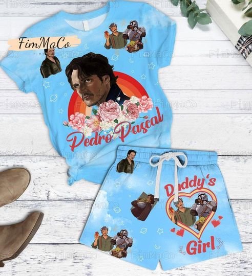 Pedro Pascal in Blue Short Pajama Sets, Pedro Pascal Unisex Gifts